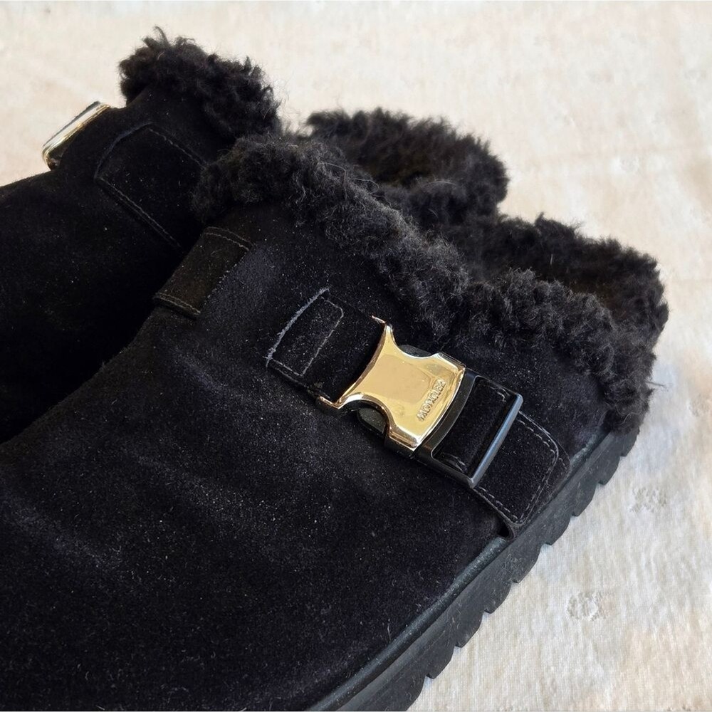 Moncler Black Suede and Shearling Mules Size 41 - Picture 2 of 6